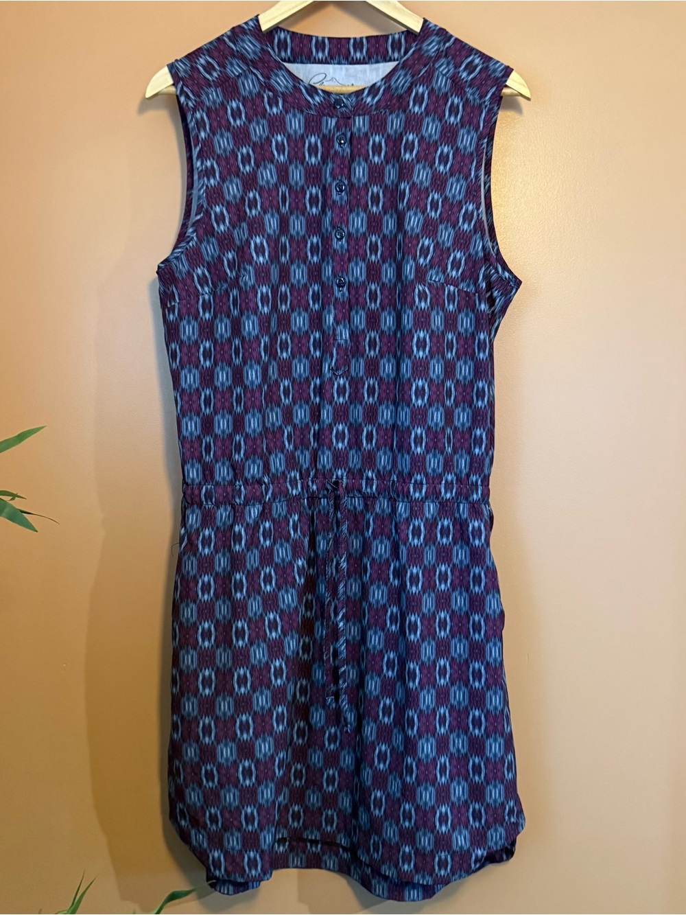 Gerry Women’s Large Geometric Drawstring Travel Resort Casual Midi Dress